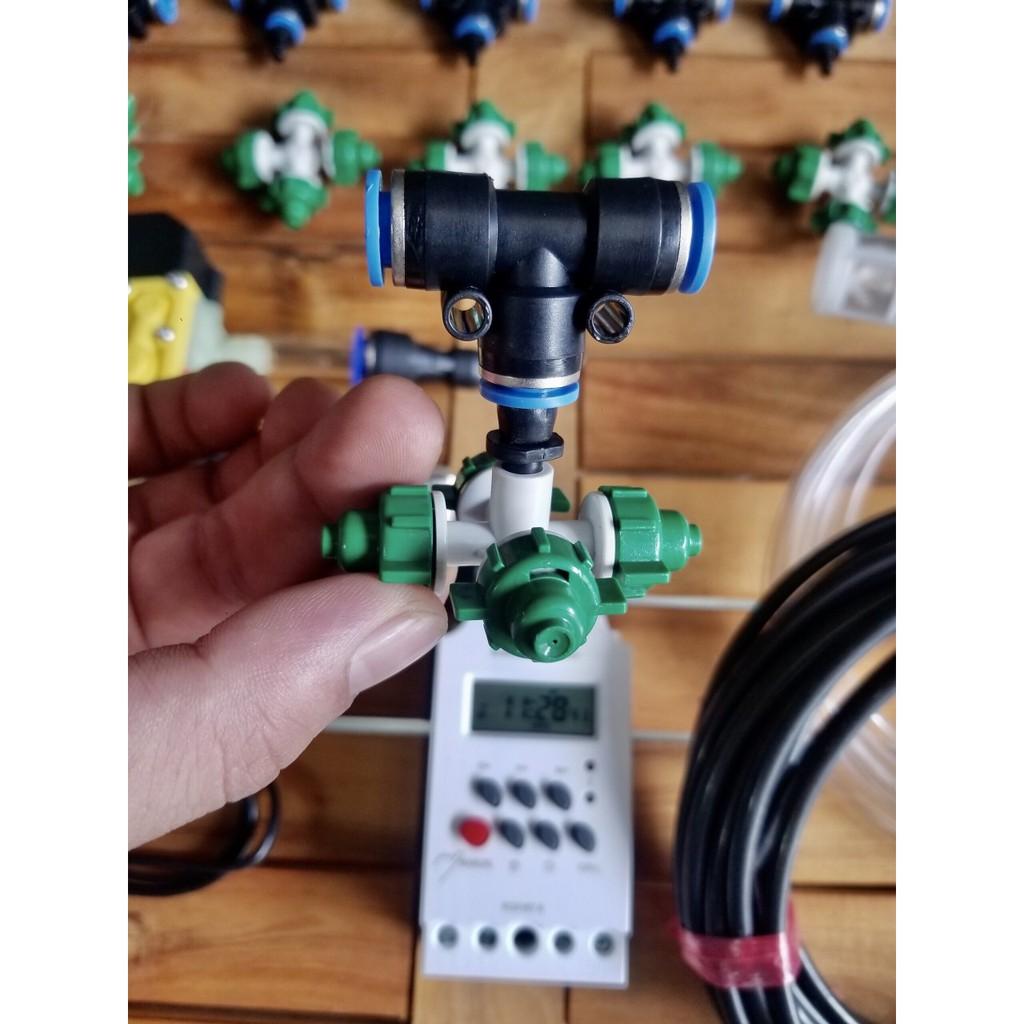 Bộ phun sương 4 cửa tưới lan tự động có chiết áp điều chỉnh áp lực phun và đầy đủ phụ kiện