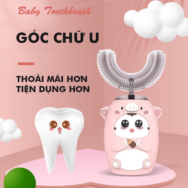 Bàn Chải Đánh Răng Cho Bé Maser V6 Tẩy Trắng Răng Máy Đánh Răng Tự Động Trẻ Em Tặng Kem Đánh Răng