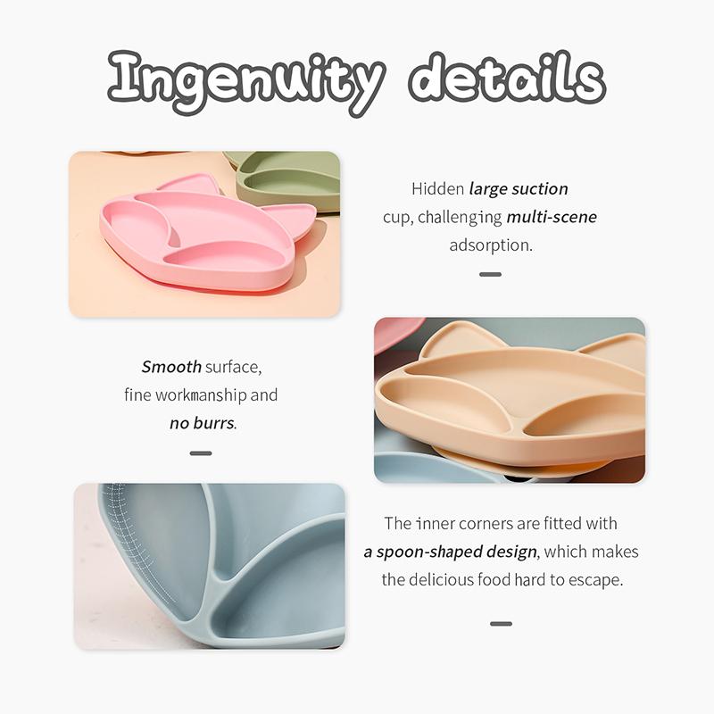 Trẻ Em Dễ Thương Silicone Cho Bé Tấm Đĩa Dùng Tiệc Bộ Hoạt Hình Fox Kids Của Bộ Đồ Ăn Cho Bé Món Ăn Trẻ Em Thứ Ăn Ser