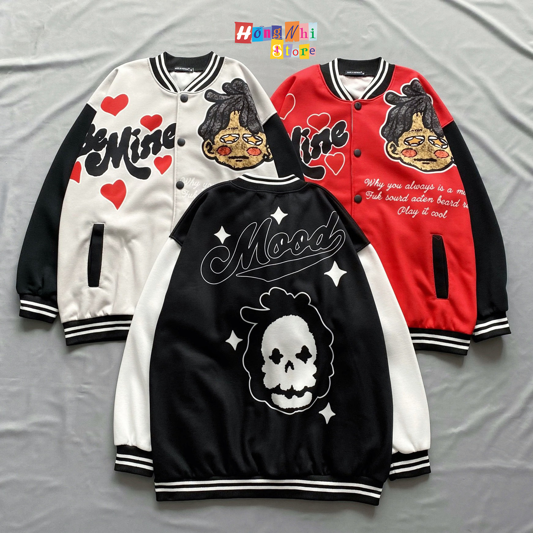 Áo Khoác Bomber Bemine Mood Ulzzang Unisex Dáng Rộng Nam Nữ - MM