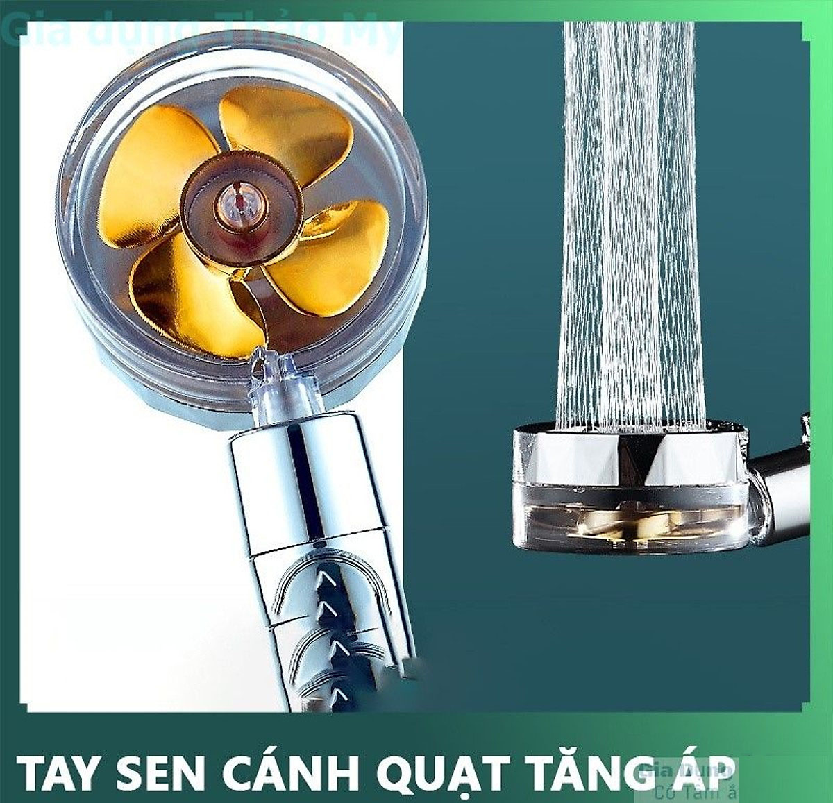 Đầu Vòi Hoa Sen Tăng Áp, Vòi Sen Tăng Áp Cao Cấp, Có Cánh Quạt, Có Lõi Lọc- Hàng Chính Hãng