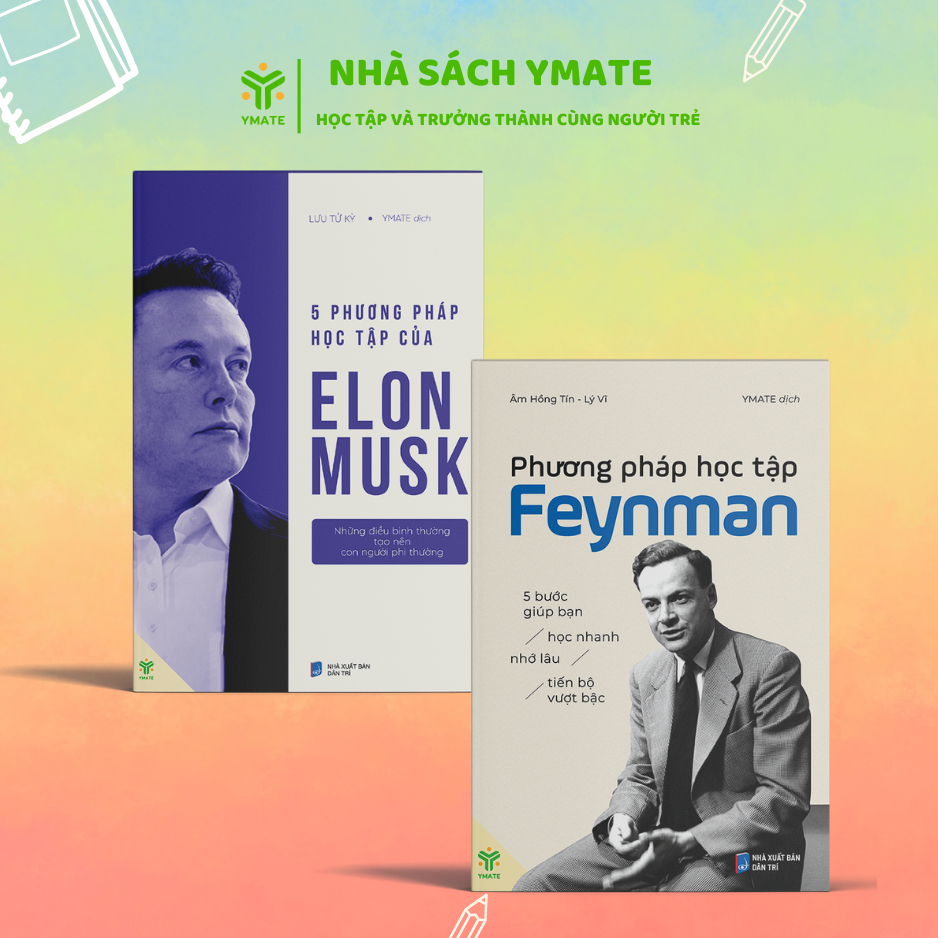 [Combo 2 Cuốn] Sách Phương Pháp Học Tập Feynman + 5 Phương Pháp Học Tập Của Elon Musk - Nhà Sách Ymate