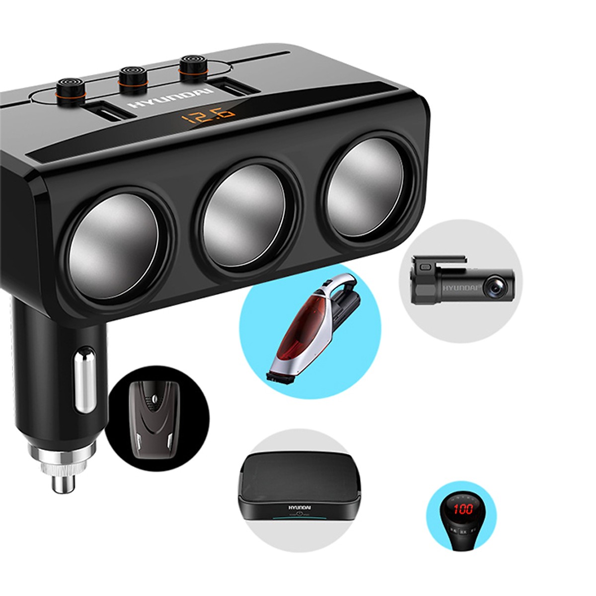 Bộ chia Tẩu sạc ô tô, Xe hơi cao cấp Huyndai HY - 29