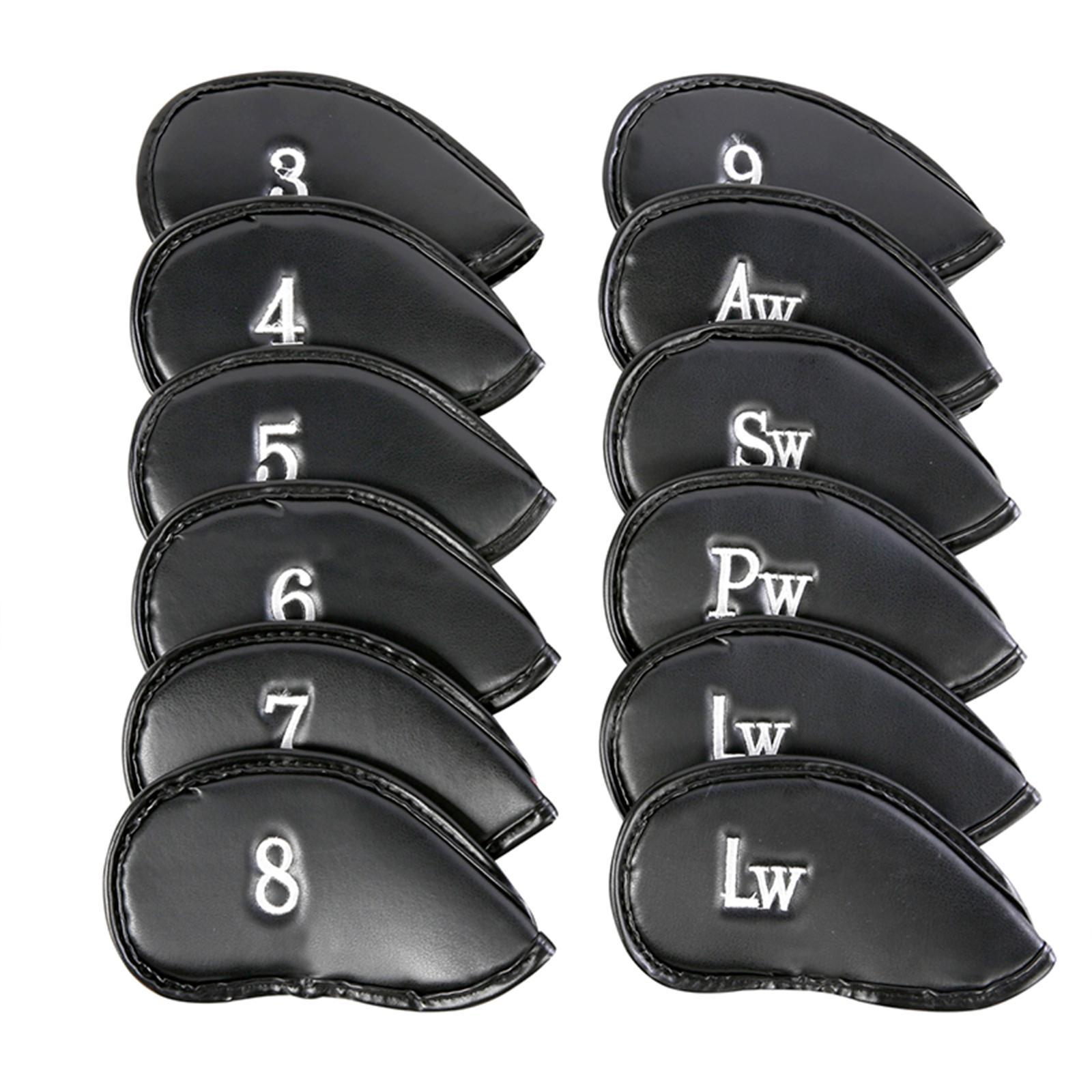 12 Pieces Golf Iron Headcover Set Premium PU Leather Golf Club Head Covers
