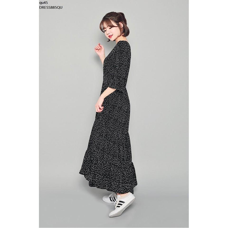 DRESS792 ĐẦM MAXI CHẤM BI TAY LỠ