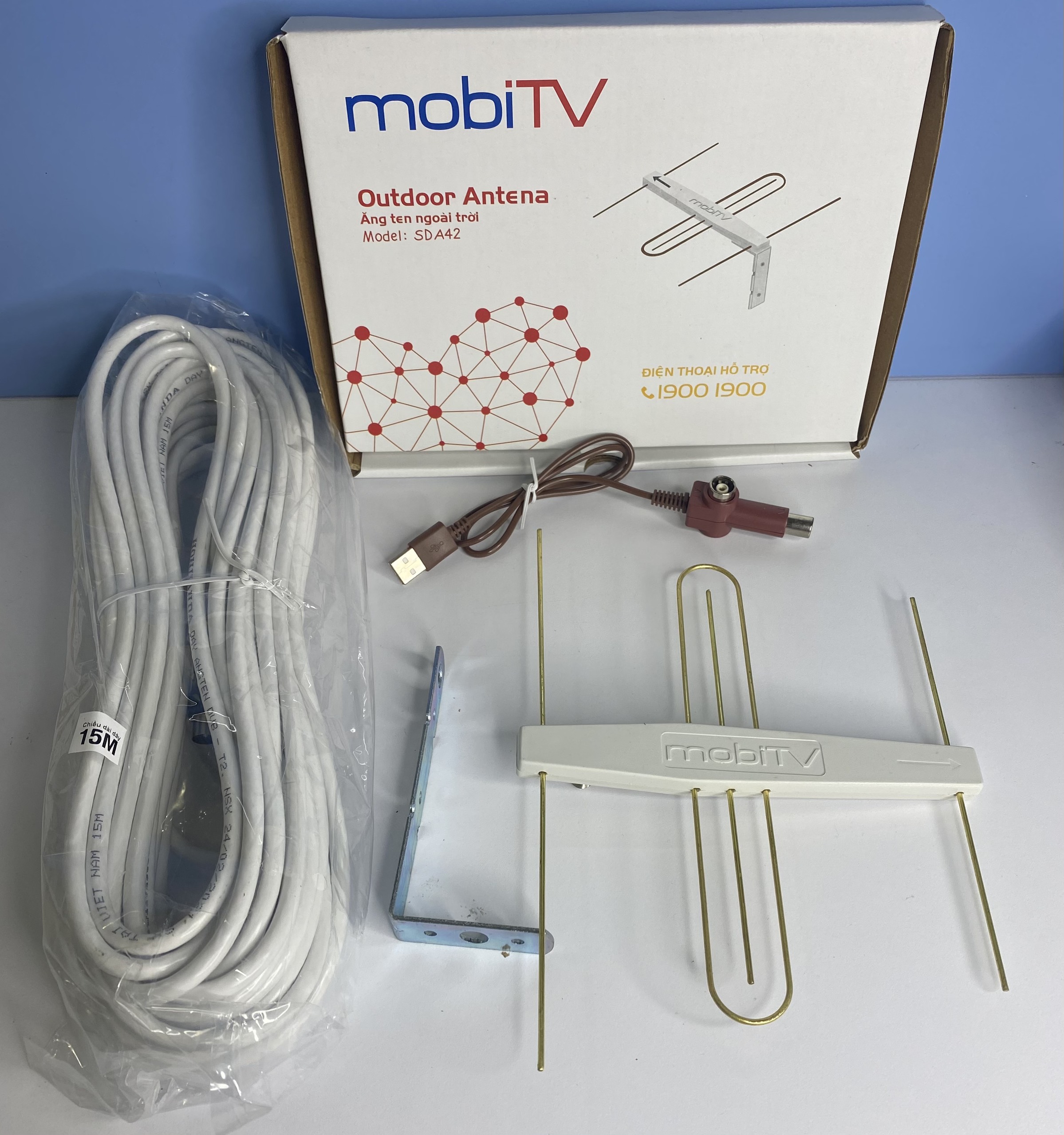 anten MOBITV ,KÈM DÂY CẤP NGUỒN 5V ,DÂY ANTEN 15M HÀNG CHÍNH HÃNG DÙNG CHO TIVI TÍCH HỢP DVB T2 và ĐẦU THU TRUYỀN HÌNH SỐ DVB T2