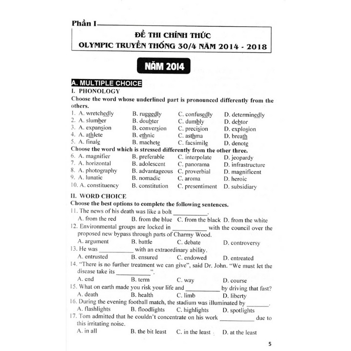 Tổng Ôn Tập Đề Thi Olympic 30 Tháng 4 Tiếng Anh 10