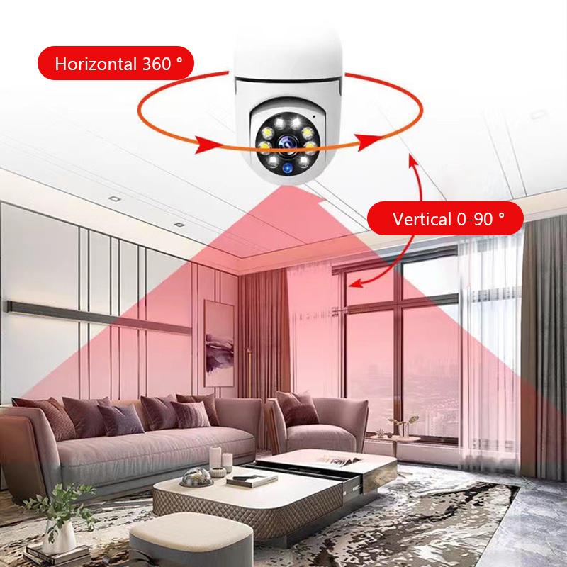 E27 WiFi Bóng đèn giám sát 360 Camera Tầm nhìn ban đêm Tự động theo dõi con người theo dõi Panoramic Wireless Protection Monitor Màu sắc