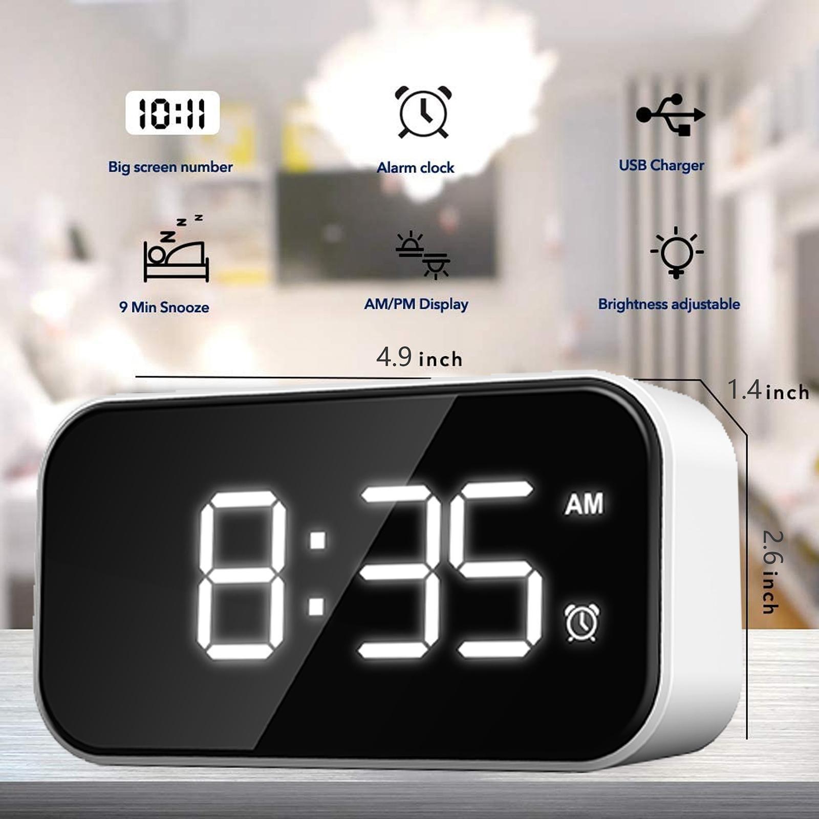 Alarm Clocks Small Desktop Clocks USB Port for Charging 12/24H for Bedroom -