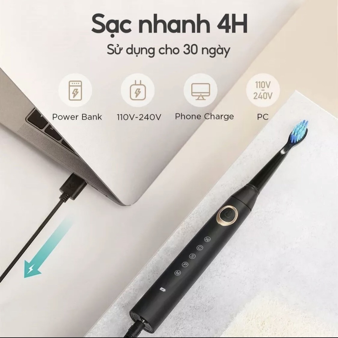 Bàn chải điện Seago FW 508 - 5 chế độ sử dụng - Tần số rung 40.000 lần mỗi phút - Hàng chính hãng - Bảo hành 12 tháng