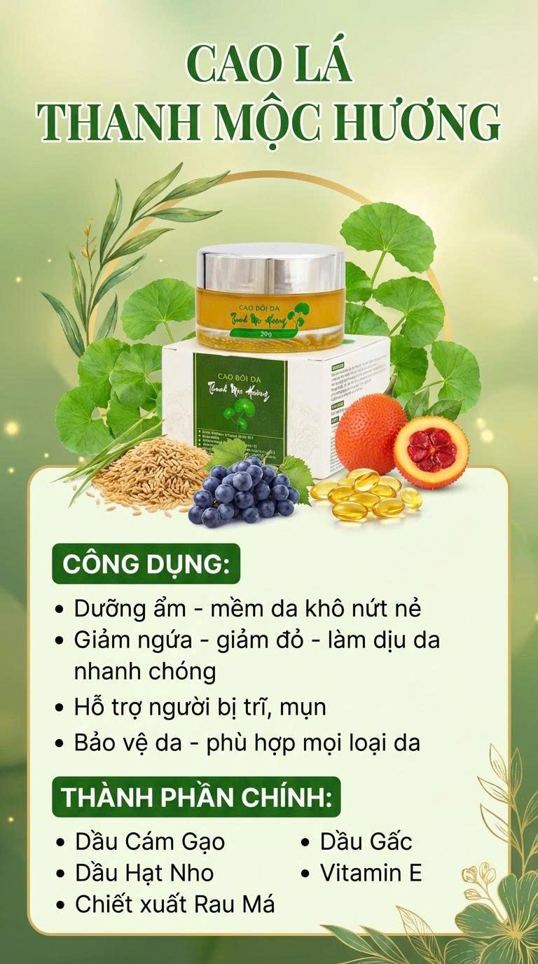 Cao lá thuần mộc bôi da Thanh Mộc Hương dưỡng ẩm da dịu làm lành vết thương 30g