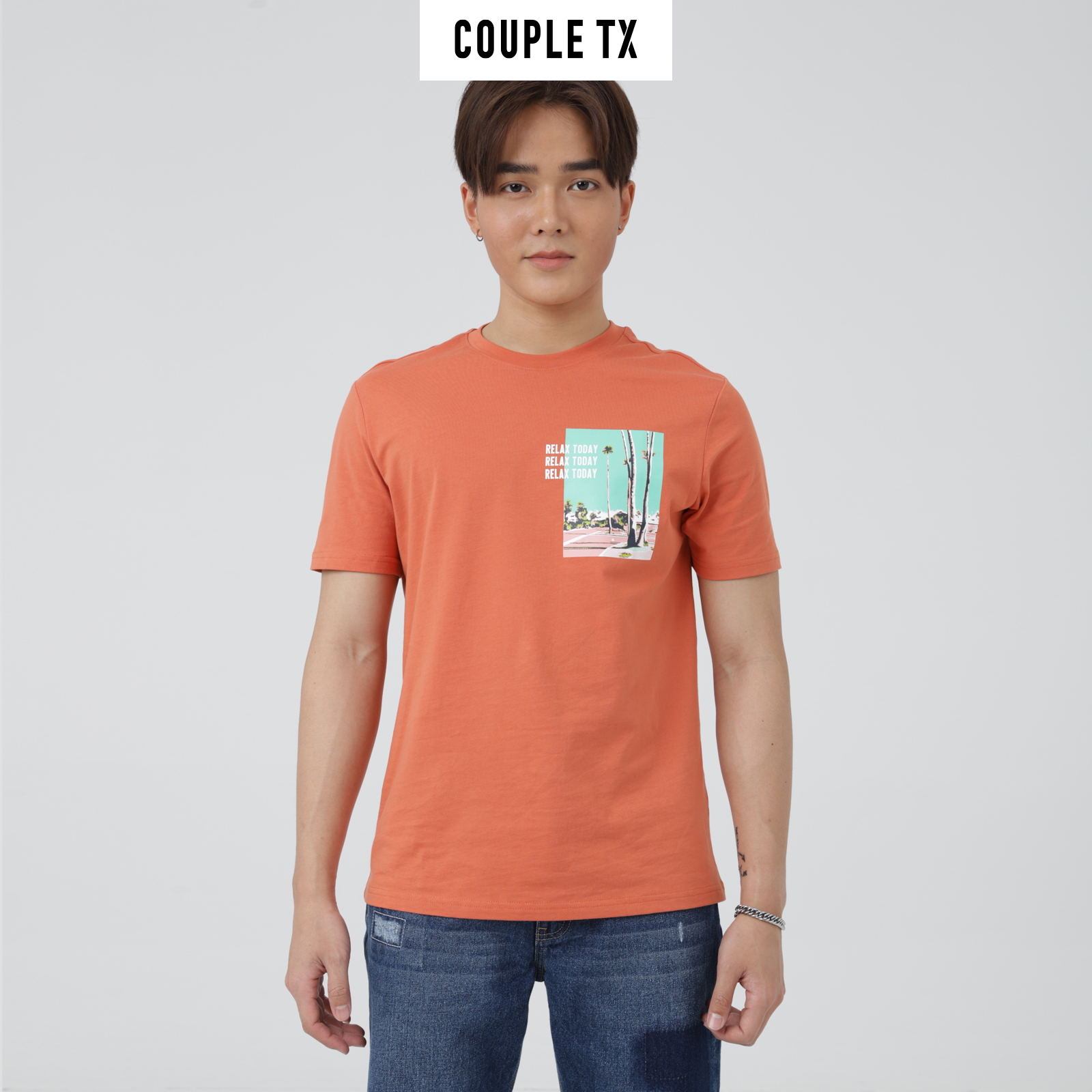 Áo Thun Nam Typo Graphic Happy Today Couple TX MTS 1144