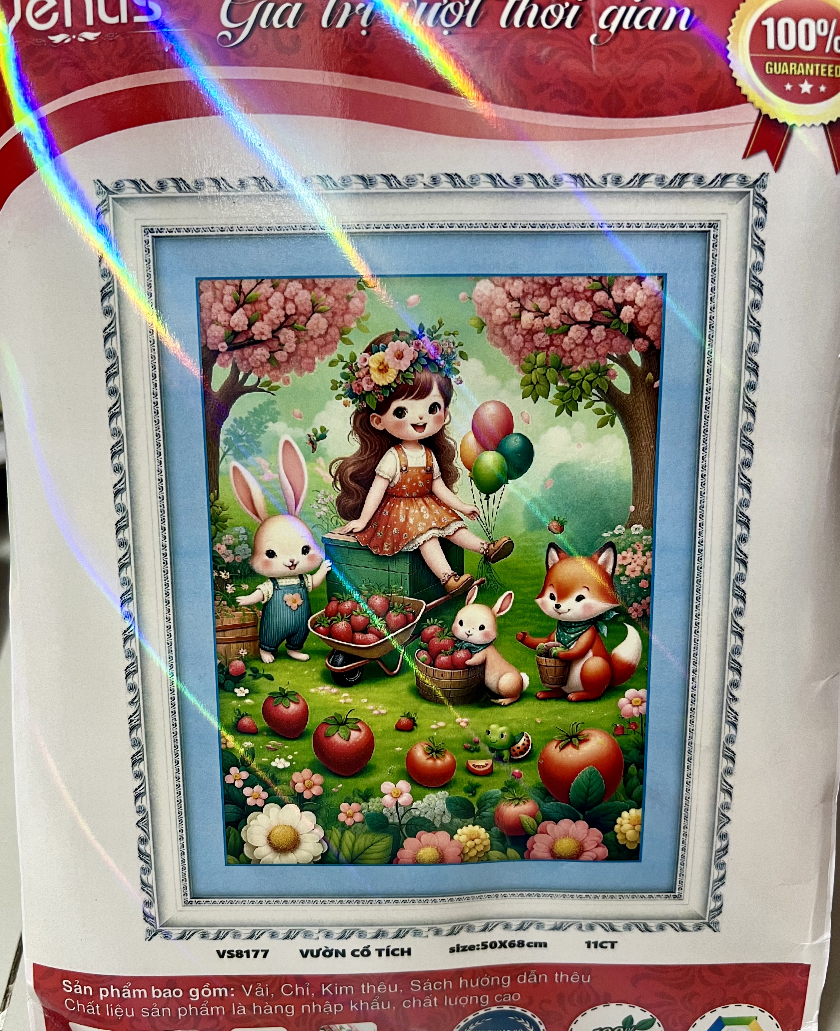 Tranh thêu kín Vườn cổ tích vs8177, kích thước 50 x 68 cm