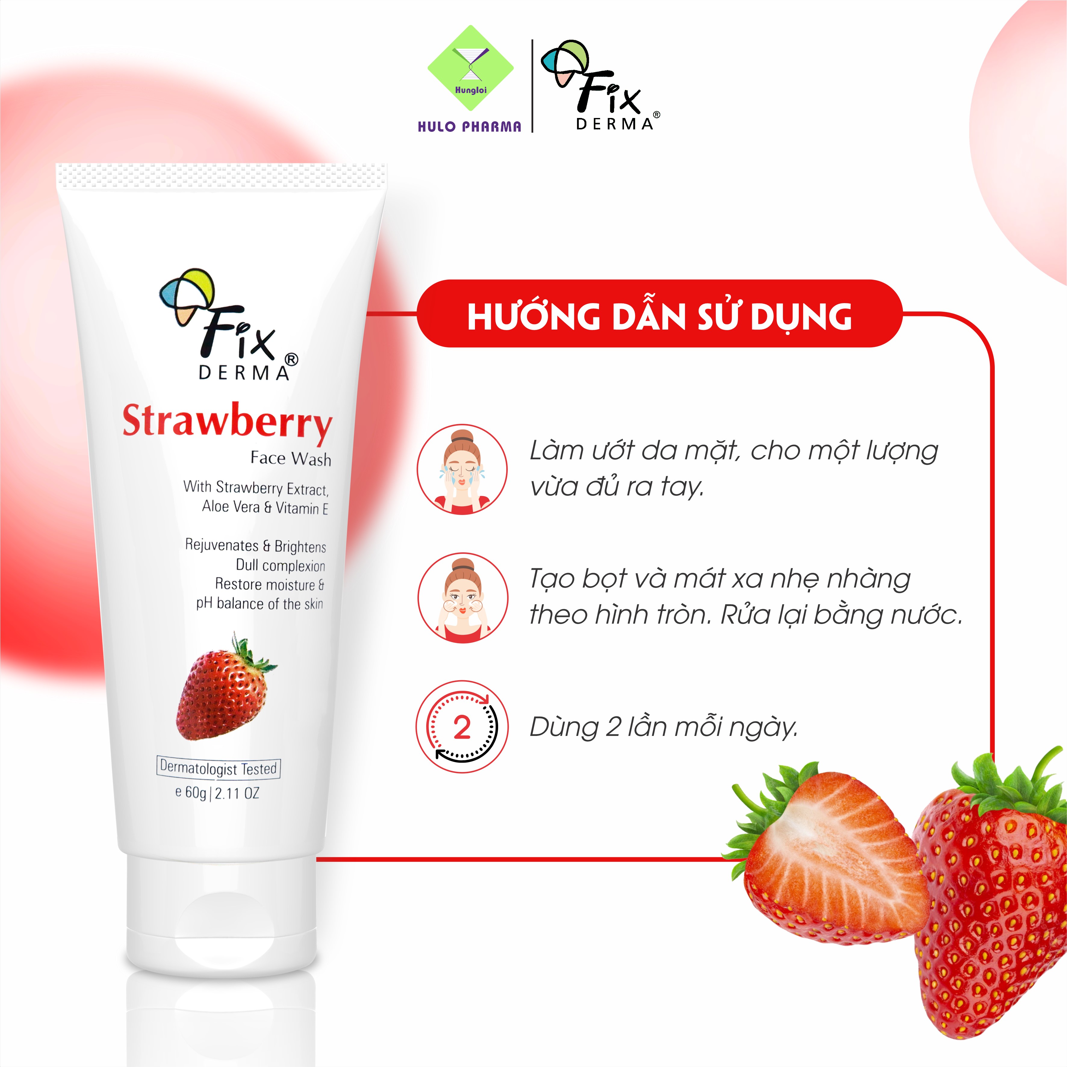 Sữa rửa mặt Fixderma Strawberry Face Wash (60g)