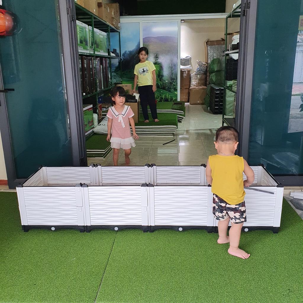 Chậu trồng rau lắp ghép. KT 200x50 cao 39 cm.Đáy thoát nước chống ngập úng.Sang trọng- Bền hơn 10 năm.