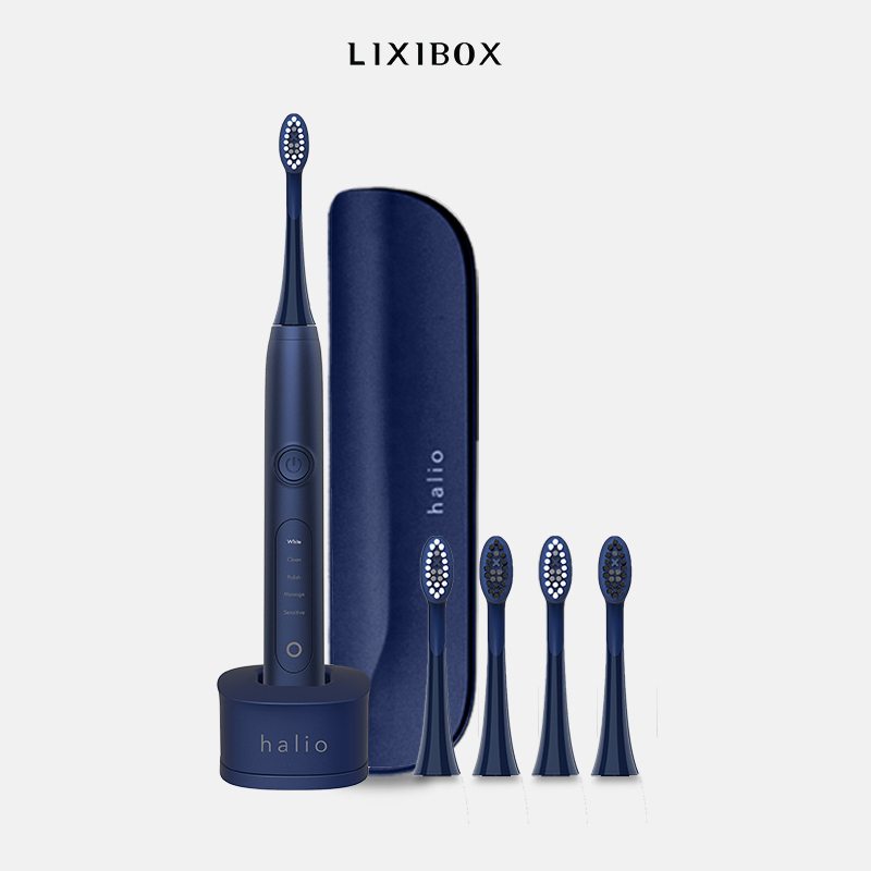 Combo Bàn chải đánh răng điện Halio Toothbrush - Midnight Blue &amp; 2 set đầu bàn chải thay thế