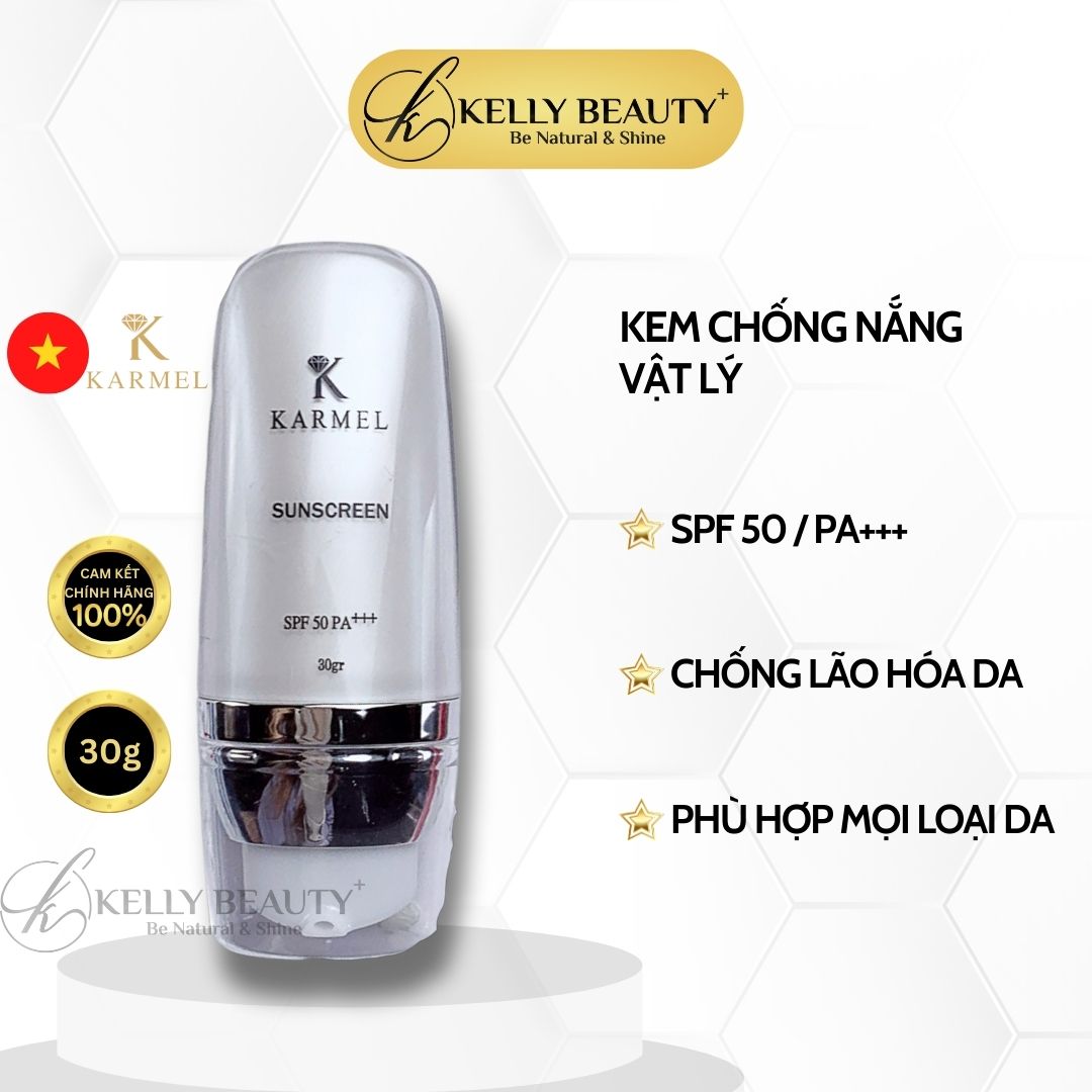 Kem Chống Nắng Vật Lý Karmel Sunscreen SPF 50, PA+++ - Bảo Vệ Da, Chống Lão Hóa, Không Bết Dính | Kelly Beauty