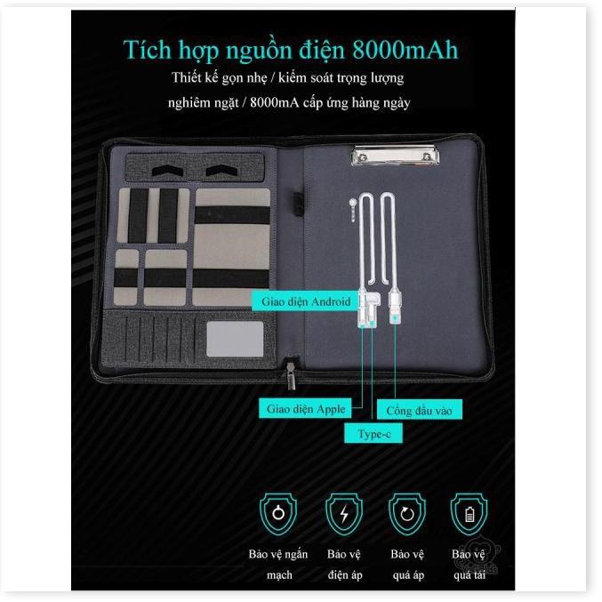 Kẹp tài liệu khổ A4 kiêm sạc đa chức năng 8000mAh AESTHETIC Gia Dụng SG