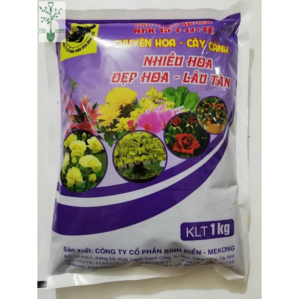 Phân Bón Đầu Trâu NPK 1KG Chuyên Cho Hoa, Cây Cảnh 15-7-17+TE