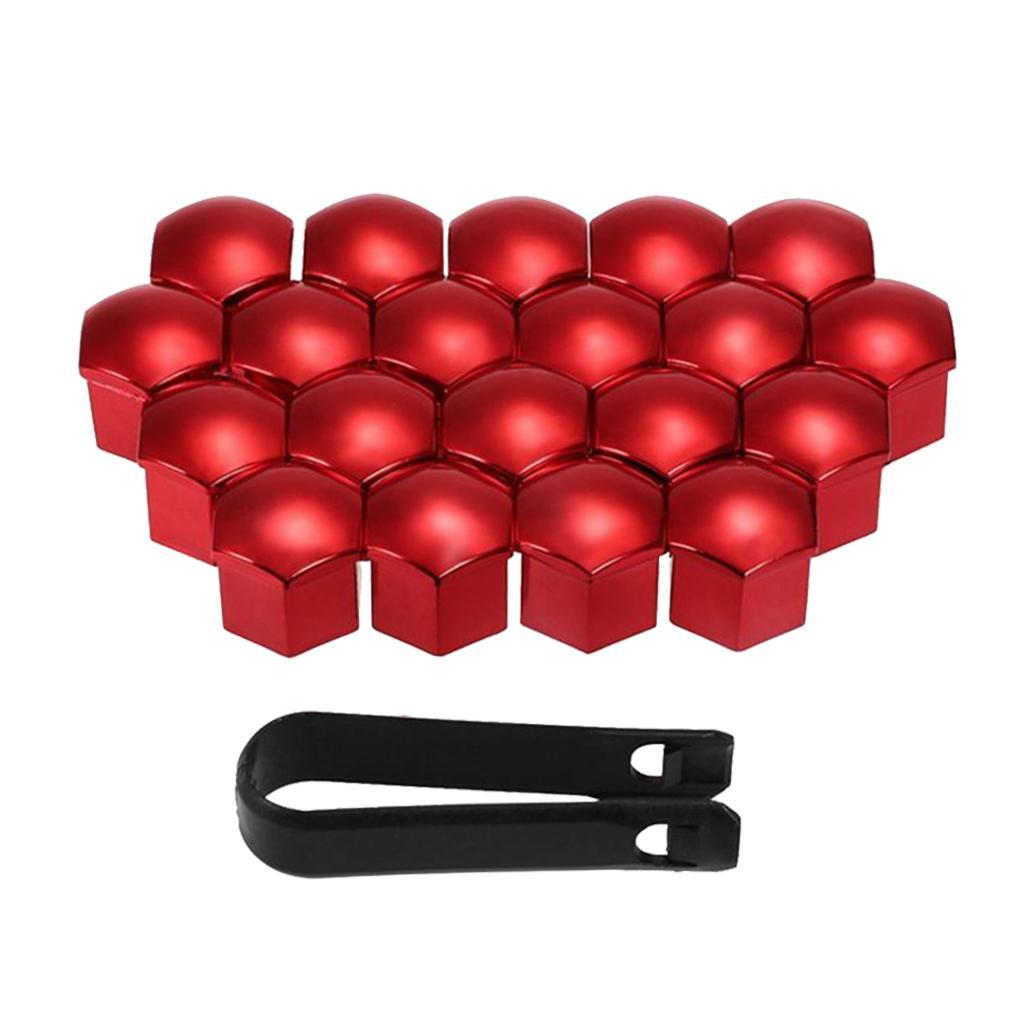 40pcs 17mm Deep Wheel Chrome Lug Center Cover Tyre Screw Decor Red