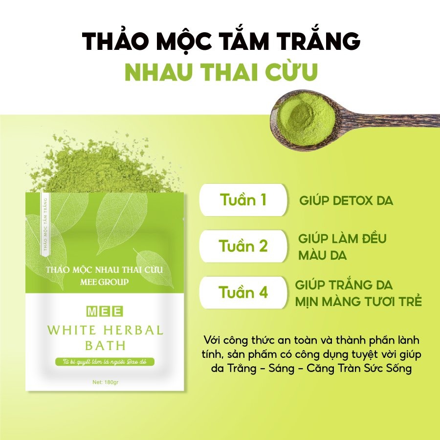 Tắm trắng nhau thai cừu, dưỡng trắng da body chiết xuất thảo mộc Mee Natural White Herbal Bath 180g