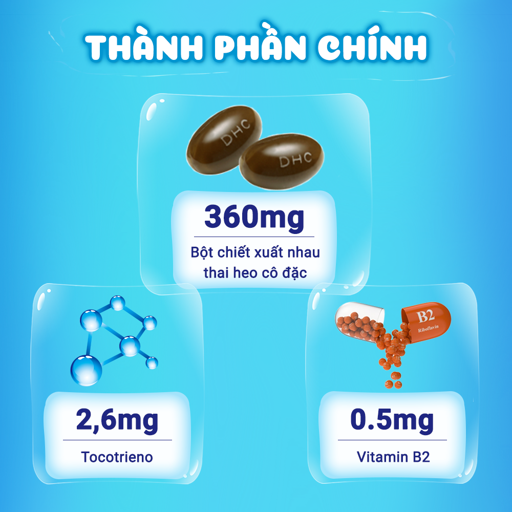 Viên uống nhau thai DHC Placenta Nhật Bản thực phẩm chức năng làm đẹp da ngăn ngừa lão hóa cải thiện sức khỏe gói 30 ngày JN-DHC-PLA30