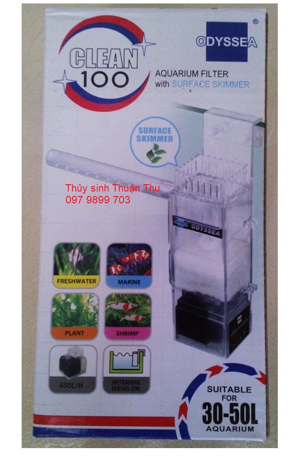 Lọc Váng Odyssea Clean 100 dùng lọc váng cho bể mặt nước ngọt và nước mặn
