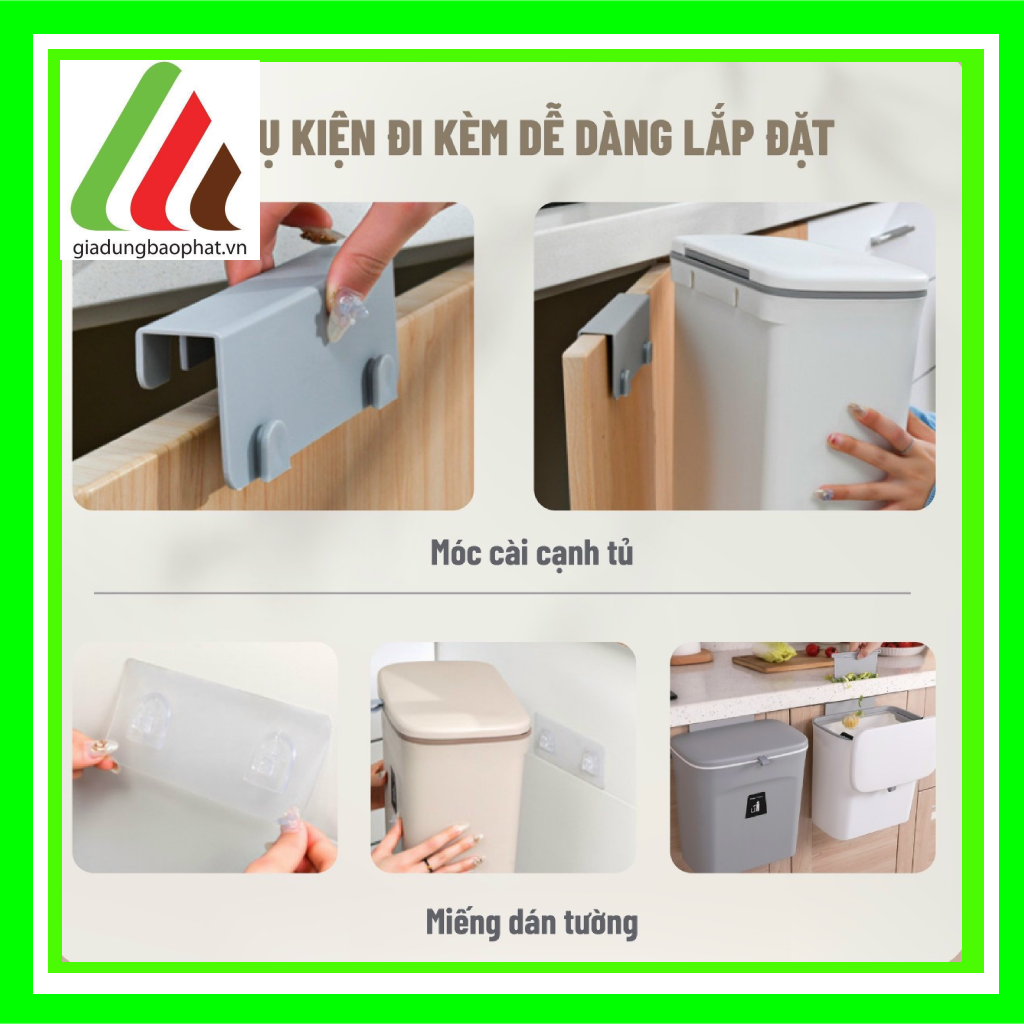 Thùng rác treo kệ bếp dán tường thông minh sạch sẽ tiện lợi dễ dàng vệ sinh di chuyển dễ dàng