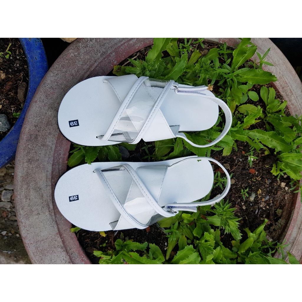 Xăng đan nữ đế trắng quai trắng + trong suốt size từ 34 đến 42