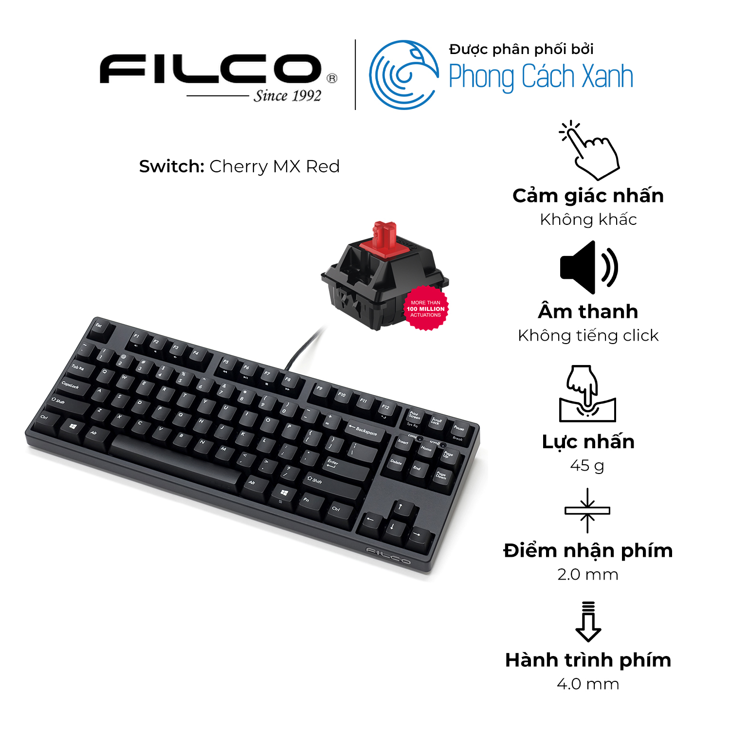 Bàn phím cơ Filco Majestouch 3 Tenkeyless - Hàng Chính Hãng