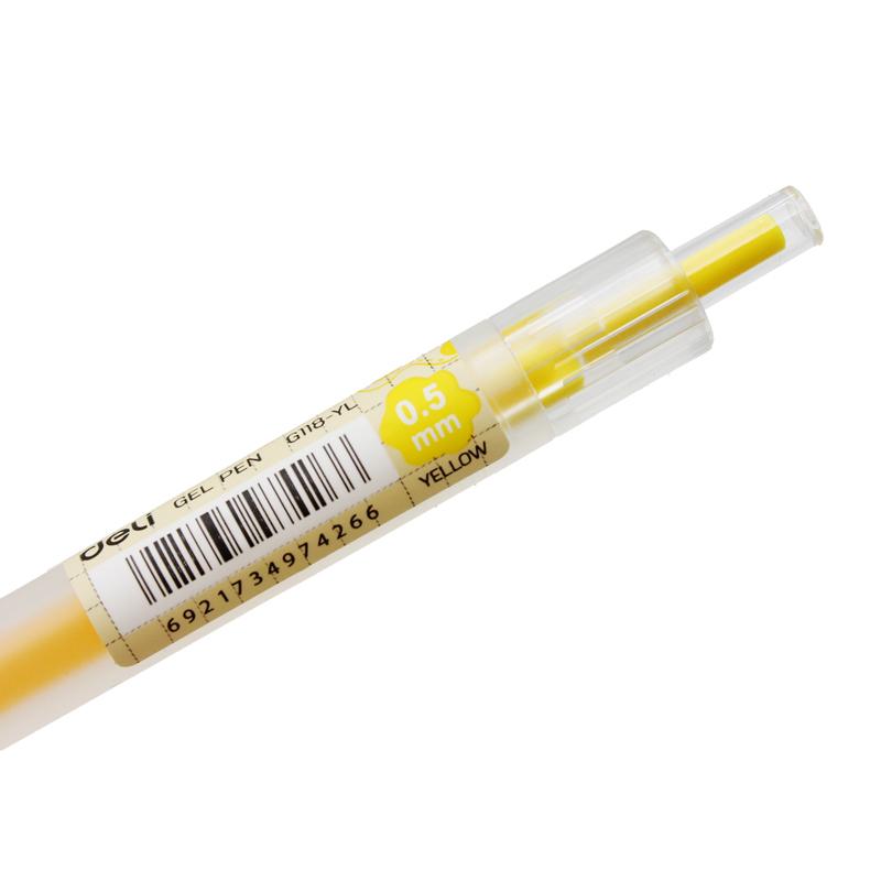 Bút Gel 0.5 mm - Deli EG118-YL - Mực Vàng