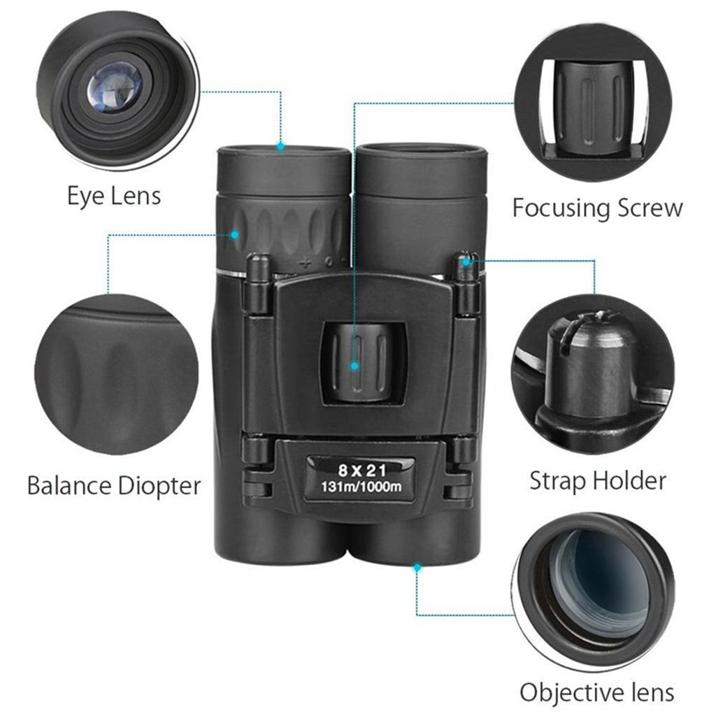 Mini Compact Binoculars Easy  8x21 Binoculars for Hunting Hiking