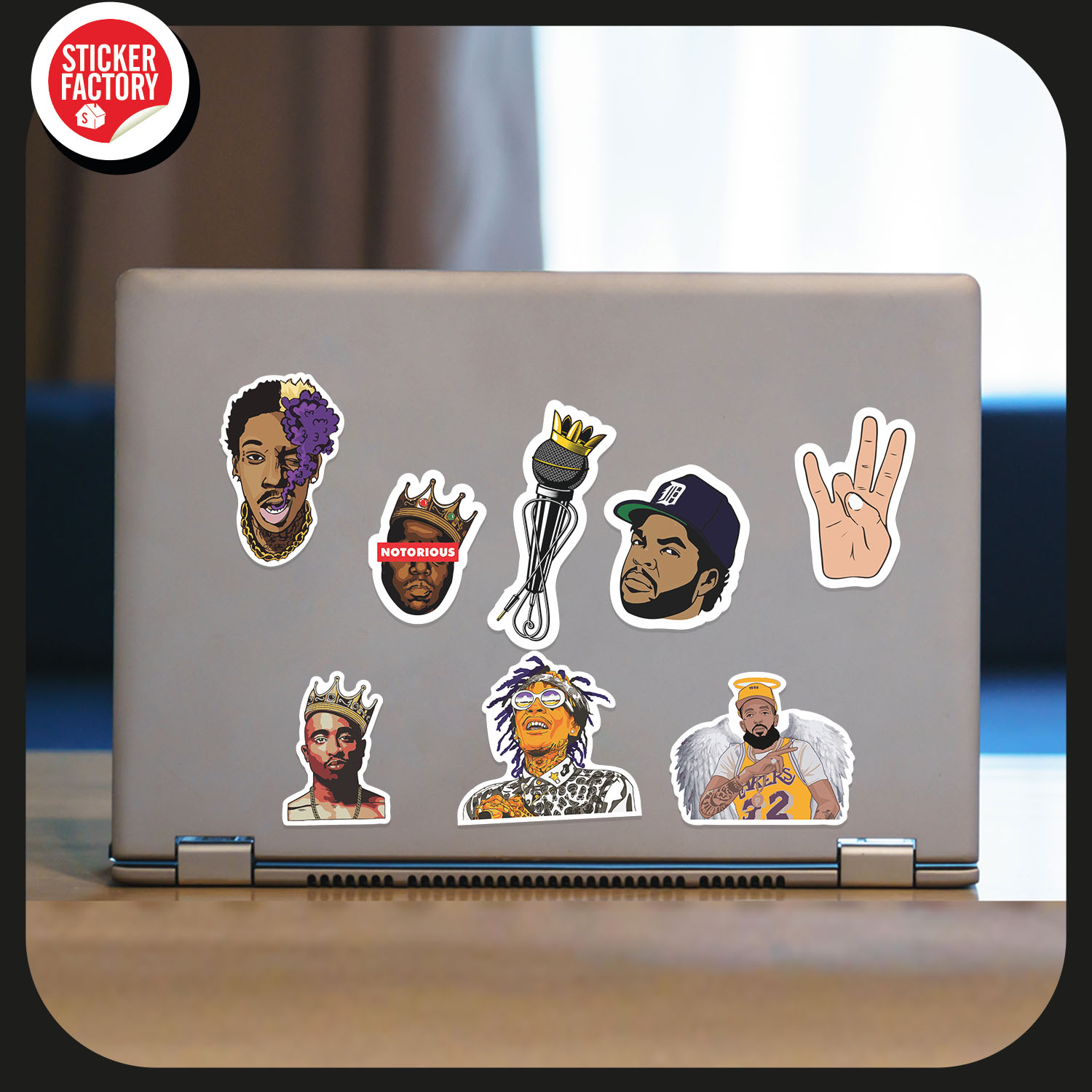 Hiphop - Set 30 sticker decal hình dán nón bảo hiểm, laptop, xe máy, ô tô - STICKER FACTORY