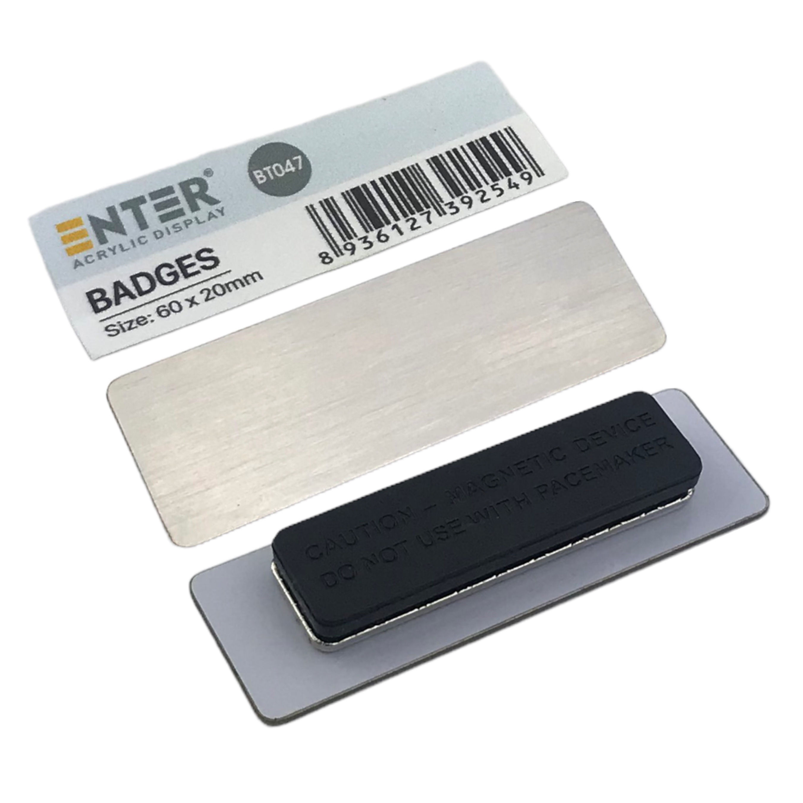 Phôi thẻ tên inox Enter BT047 60x20mm trắng xước N010 - Bịch