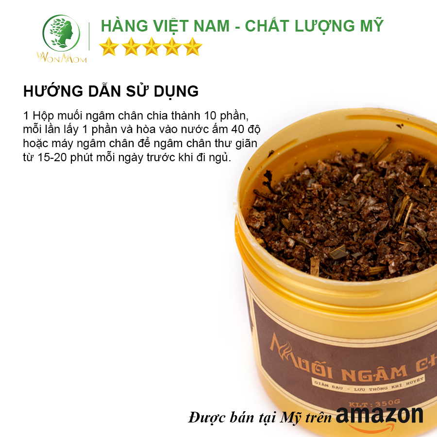 Muối ngâm chân thảo mộc giảm đau nhức, chống sưng phù, thơm tho bàn chân và thư giãn cơ thể Wonmom 350g