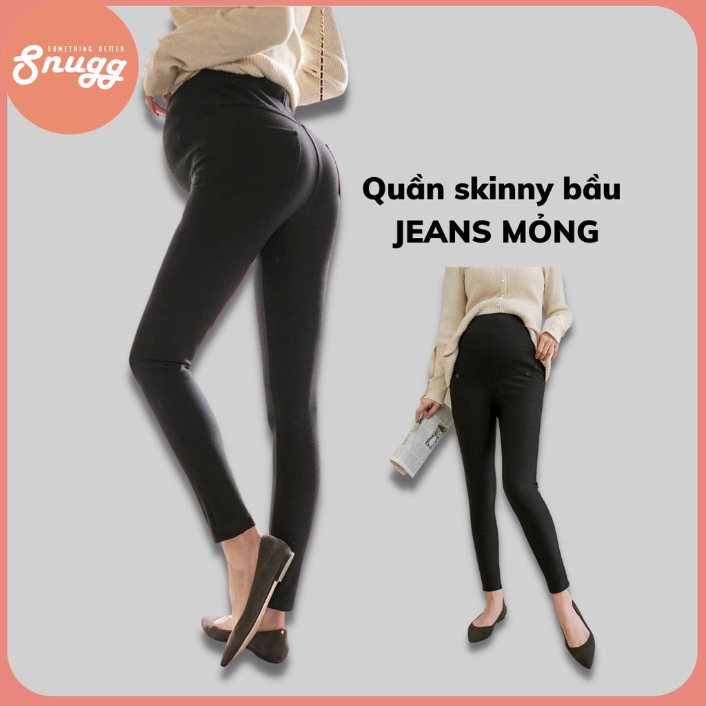 Quần bầu skinny jeans đen mỏng - quần bầu hè thon chân dễ mặc 2021-Snugg