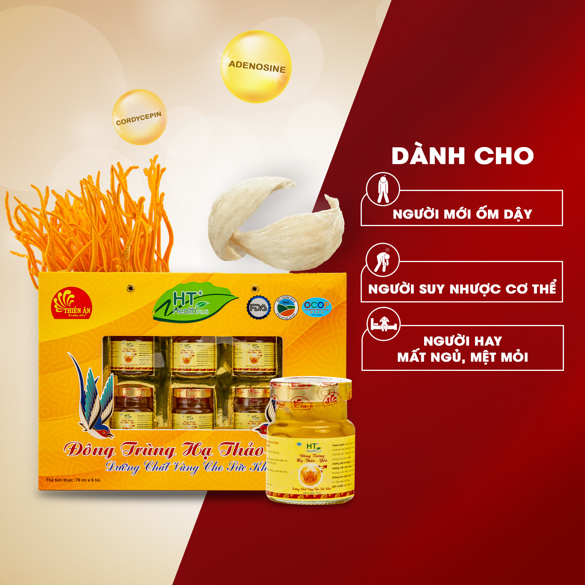 Đông Trùng Hạ Thảo Yến HT Thiên Ân - Hộp 6 Hũ