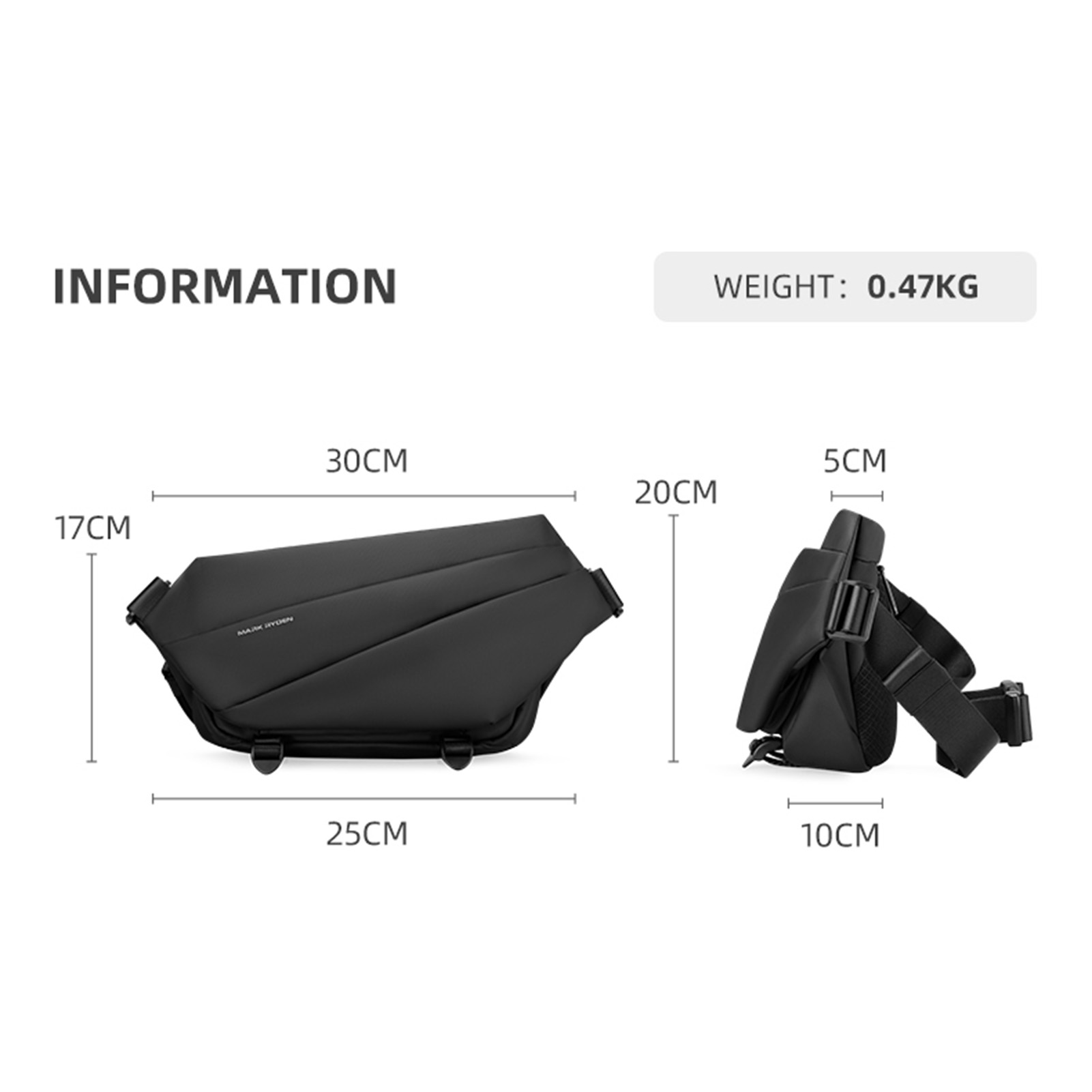 Túi Đeo Chéo Mark Ryden Kiểu Dáng Đơn Giản Cho Nam Giới Dung Tích Lớn Không Thấm Nước Simple Casual Chest Bag