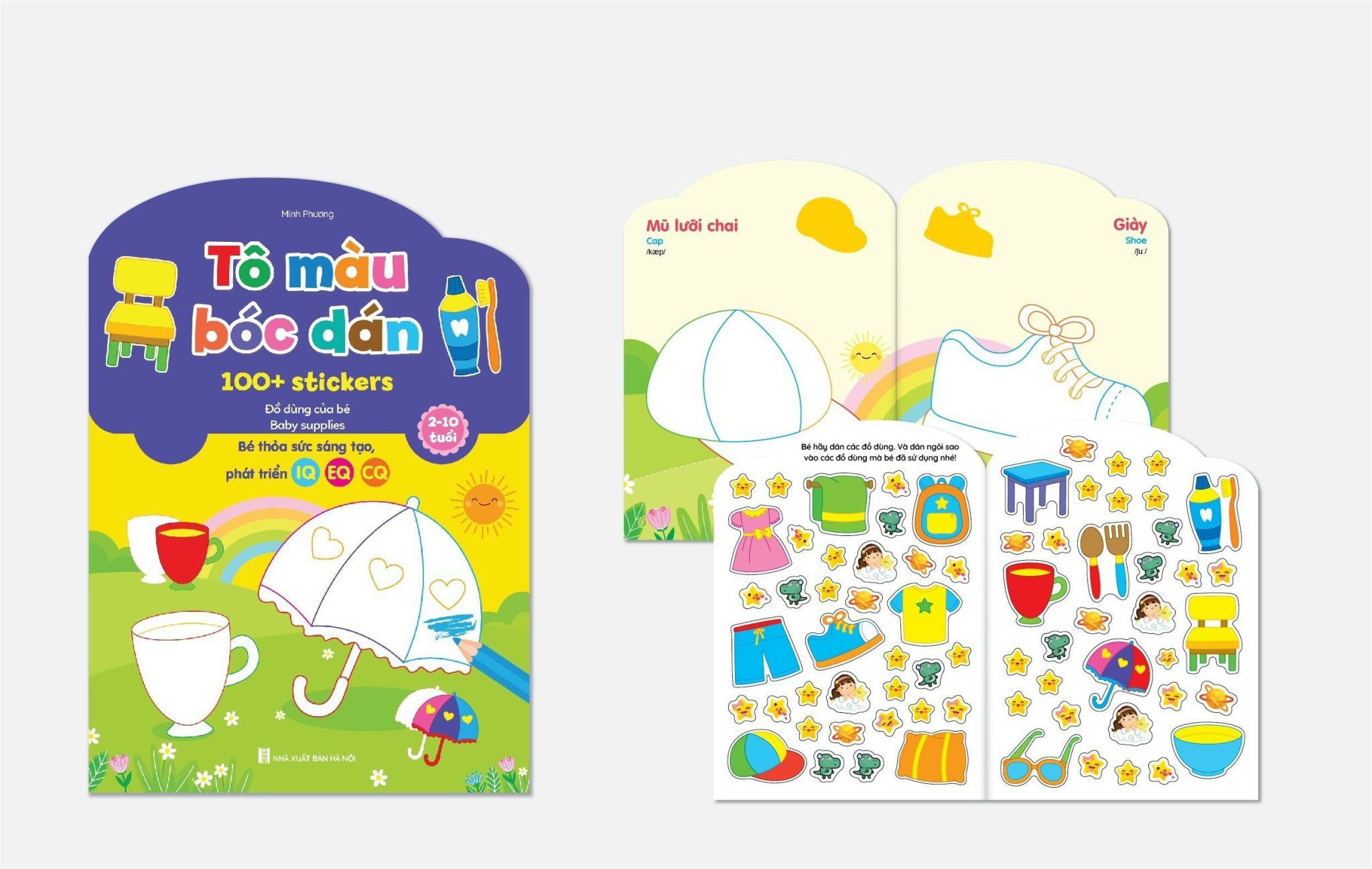 (Bản mới nhất) Bộ 6 cuốn Tô màu bóc dán 100+ stickers (song ngữ Anh – Việt) - Cho bé thỏa sức sáng tạo, phát triển IQ - EQ - CQ