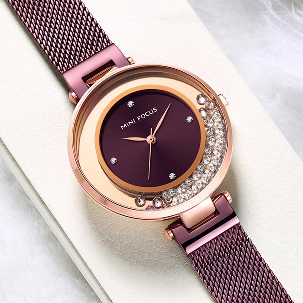 Đồng hồ đeo tay nữ thạch anh Trang trí Kim cương không thấm nước ngoài trời MINI FOCUS MF0254L