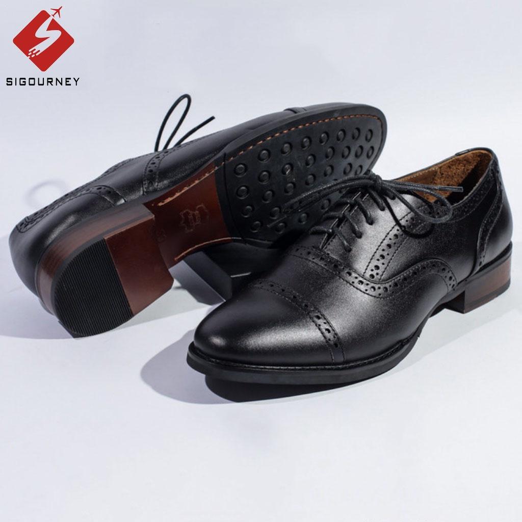 Giày Tây Nam Cao Cấp Kiểu Dáng Oxford Brogues Đế Phíp, Da Bò Thật, Thiết Kế Họa Tiết Sang Trọng SCC-03