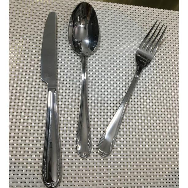 Bộ 3 món dao muỗng nĩa viền bông tròn cao cấp inox 18/10, bộ dao thìa nĩa đẹp