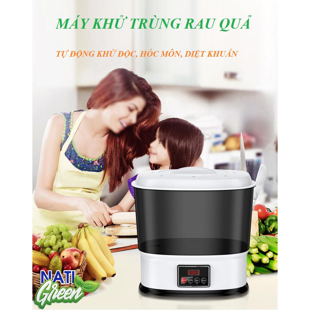 Máy Khử Khuẩn Thực Phẩm Máy Rửa Hoa Quả 10L- Làm Sạch, Khử Khuẩn, loại bỏ chất độc, thuốc trừ sâu sục Ozone