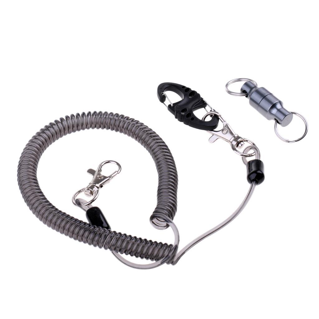 Retractable Fishing Coiled Lanyard With Magnetic Net Release Fly Fishing