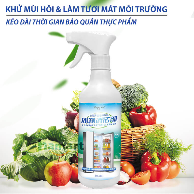 Xịt Khử Mùi Vệ Sinh Tủ Lạnh Chai 500ml Xịt Tạo Bọt Làm Thơm Sạch Tủ Đông Hiệu Quả Tiện Lợi