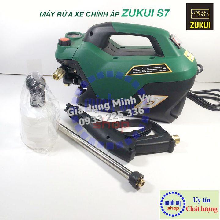 Máy rửa xe chỉnh áp ZUKUI S7 - 2800W - dây cao áp 15m - tặng bình bọt tuyết ,thanh nối inox.