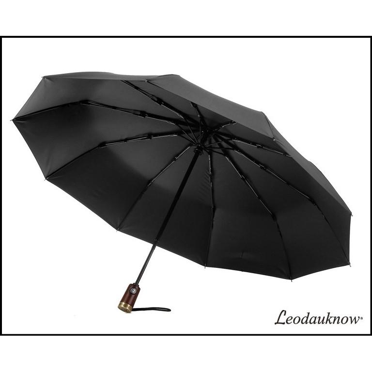 Ô dù cao cấp tự động 2 chiều LEODAUKNOW chống tia UV - Mẫu cán gỗ 102cm có nạm logo đồng