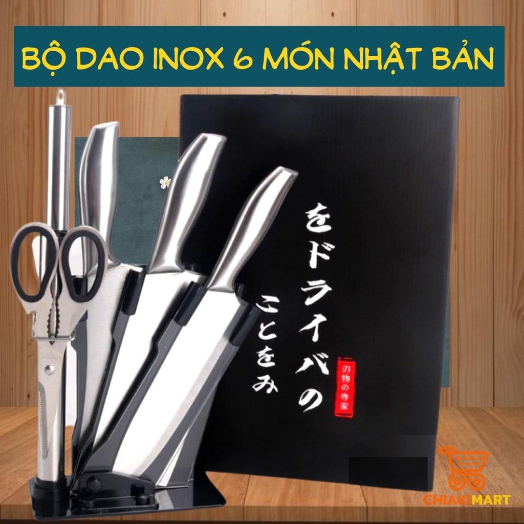 Bộ dao inox 6 món Nhật Bản chống gỉ, chống ăn mòn an toàn cho sức khỏe, bộ dao bền, đẹp chắc chắn