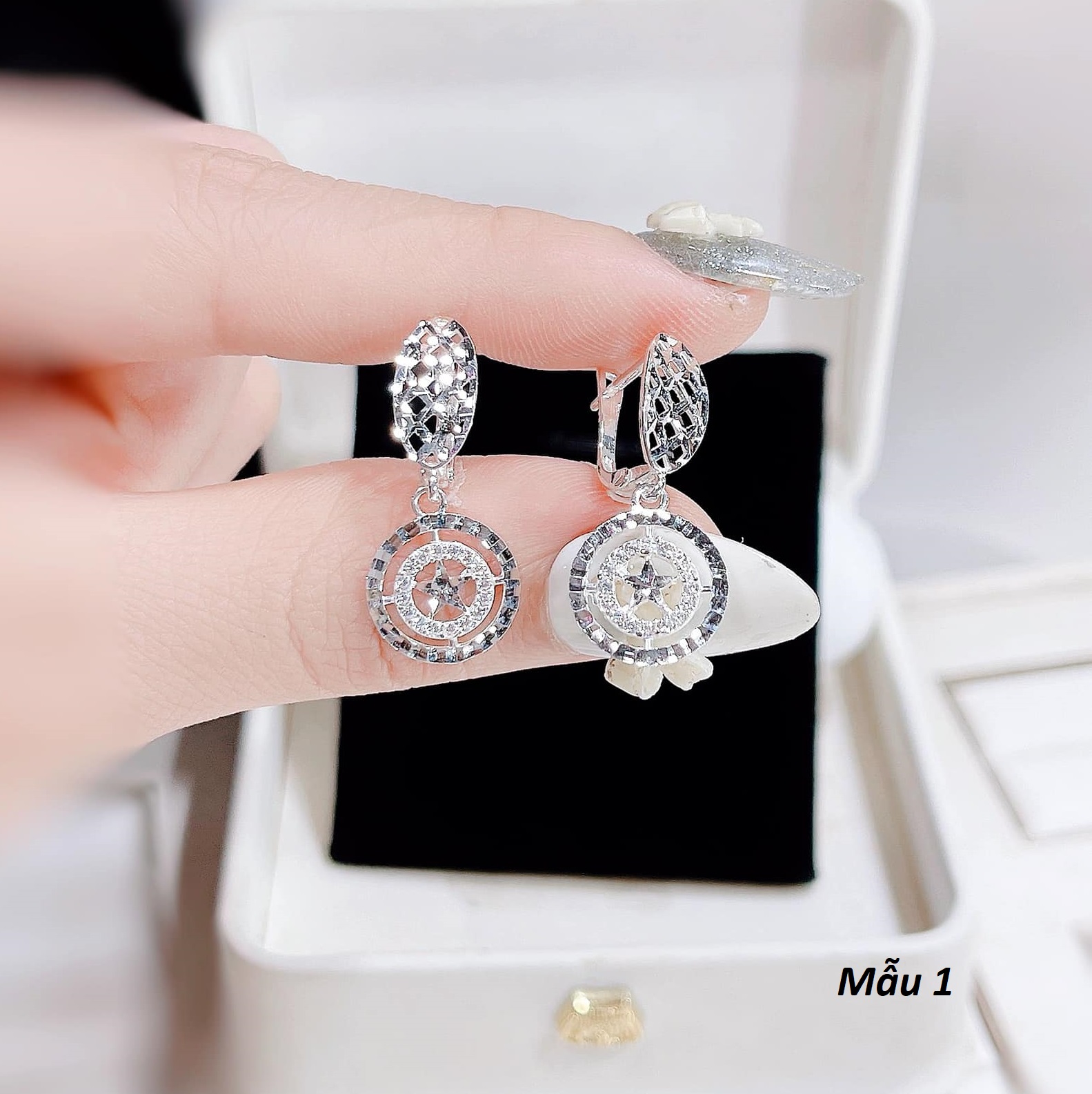 Bông tai bạc thời trang khoá bập cao cấp chất liệu bạc s925 MS076a