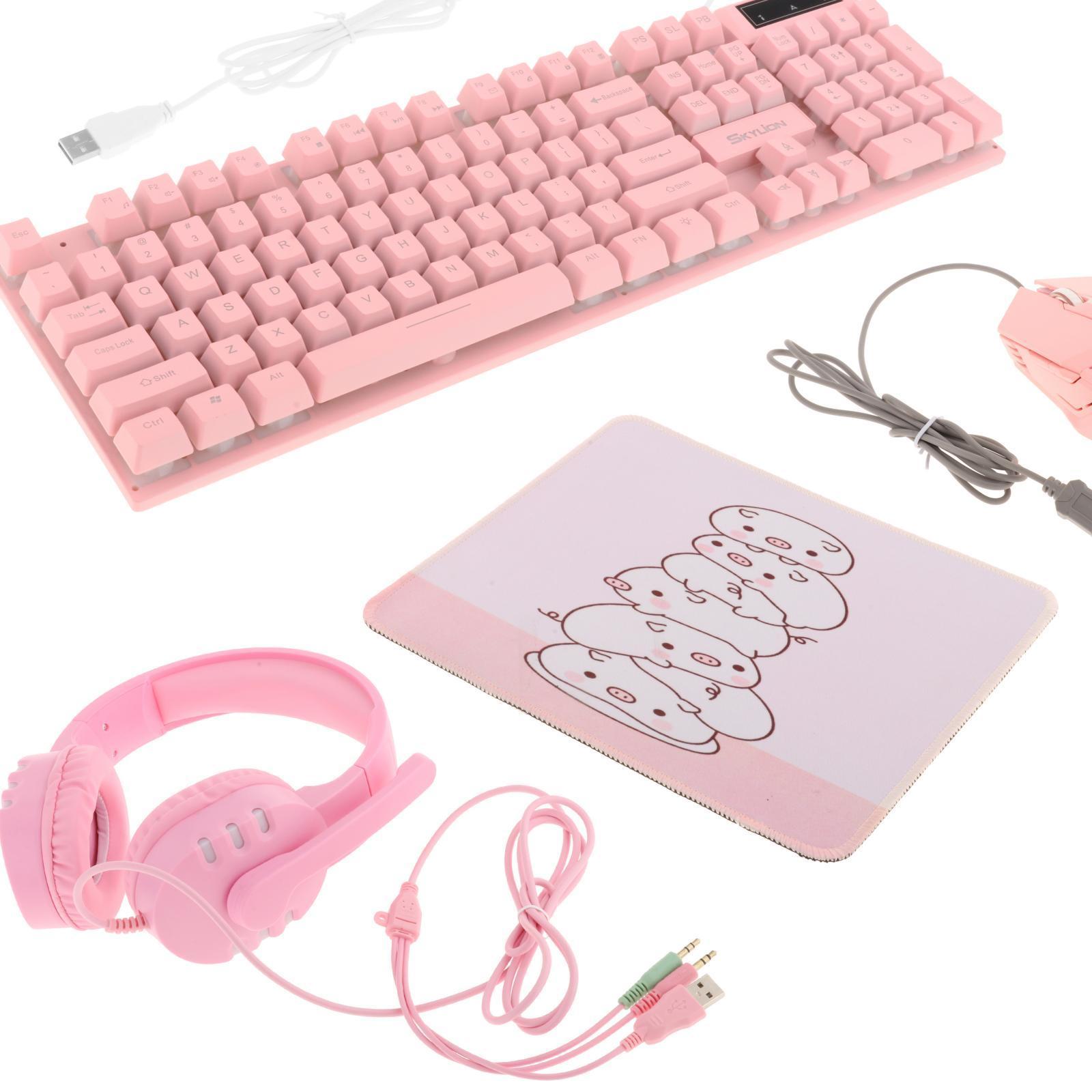 Gaming Keyboard   Mouse  for Computer Gamer Pink